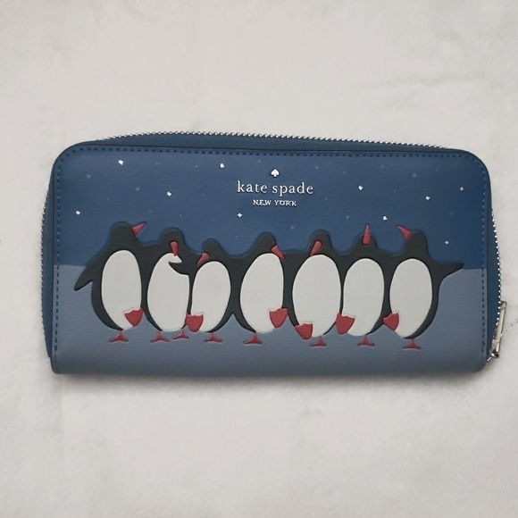 Kate Spade "Artic Friends Penguin Large Wallet and Passport Holder.‎ NWOT - Picture 1 of 14